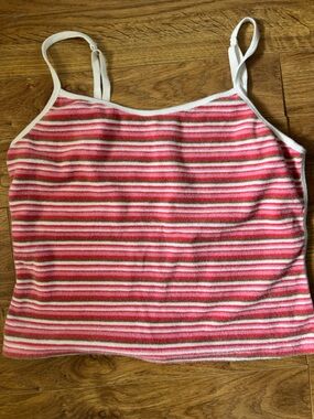 Vintage Esprit Pink and White Striped terrycloth Tank Top